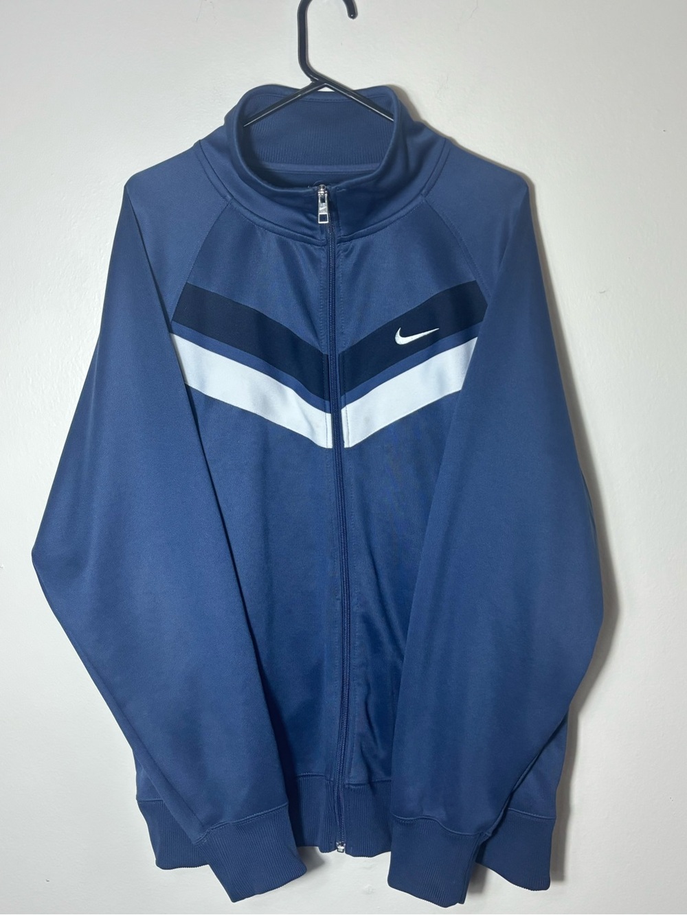 Nike Track Jacket Athletic XXL Blue Full Zip Logo
